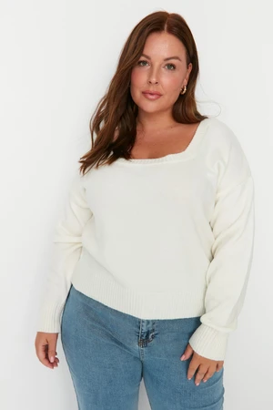 Trendyol Curve Cream Square Collar Knitwear Sweater
