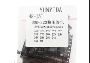 1bag/lot SMD Voltage regulator diode package SOD-323 contains: 3V 3.3V 6.8V 16V 24V 1N4148 connector