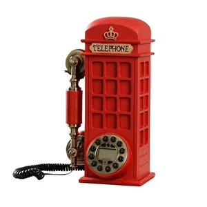 Retro landline telephone fashion creative telephone booth wall-mounted household cartoon personality antique telephone