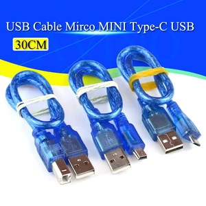 30cm USB Cable UNO R3 / Mega 2560 R3/ ADK USB-A to USB-B for Arduino MINI TYPE-C MICRO Printer Cable