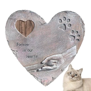Heart Shaped Pet Memorial Stone Dog Grave Stone Marker For Outside Cat Grave Stone With Forever In Our Hearts Message For Loss