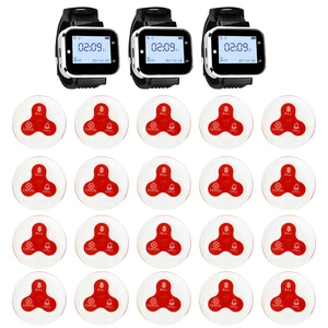 JINGLE BELLS Restaurant Pager Wireless Calling System Paging System 3 Watch Receiver+20 Call Button Pager Restaurant Equipments