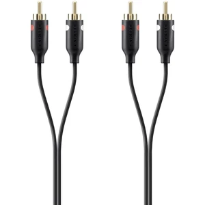 Belkin F3Y098bf1M cinch audio prepojovací kábel [2x cinch zástrčka - 2x cinch zástrčka] 1.00 m čierna pozlátené kontakty