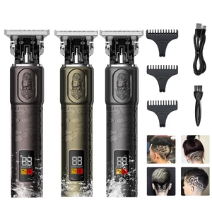 LCD Digital Display Electric Hair Clipper USB Charging IPX4 Waterproof Engraving Hair Clipper Vintage Electric Cordless