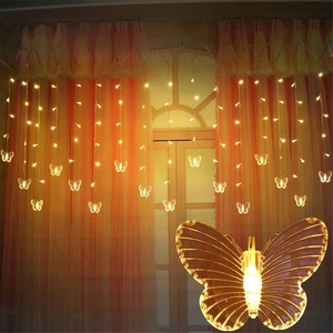 96 LED Butterfly String Curtain Lights Colorful Wedding Waterproof Lamp 8 Modes