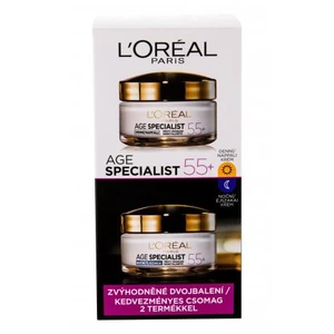 L´Oréal Paris Age Specialist 55+ dárková kazeta denní pleťová péče 50 ml + noční pleťová péče 50 ml na všechny typy pleti; proti vráskám