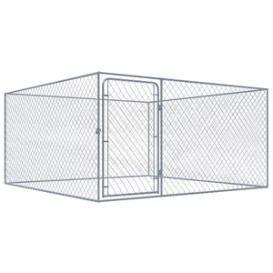 [EU Direct] vidaxl 170819 Outdoor Dog Kennel Galvanised Steel 2x2x1 m House Cage Foldable Puppy Cats Sleep Metal Playpen