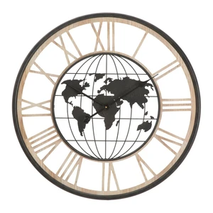 Čierne nástenné hodiny Mauro Ferretti World, ø 70 cm