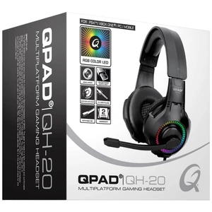 QPAD QH20 herný headset jack 3,5 mm, s USB káblový cez uši čierna, RGB stereo