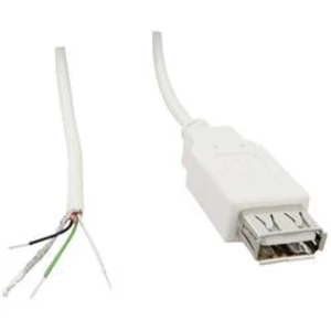 USB kabel s volným koncem BKL Electronic 10080112, zásuvka USB 2.0 typ A, 1.80 m, bílá, 1 ks