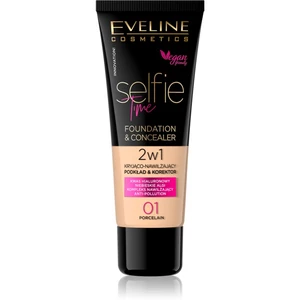 Eveline Cosmetics Selfie Time make-up a korektor 2 v 1 odstín 01 Porcelain 30 ml