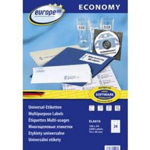 Europe 100 ELA010 etikety 70 x 36 mm papír bílá 2400 ks permanentní univerzální etikety inkoust, laser, kopie 100 Blatt A4