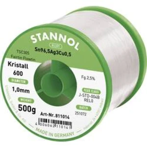 Bezolovnatý pájecí cín Stannol Kristall 600 Fairtin, bez olova, 500 g, 1 mm