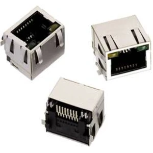 Zásuvka, vestavná vertikální Würth Elektronik 634008137521, RJ45 stříbrná, 1 ks