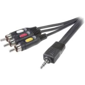 Jack / kompozitní cinch AV kabel SpeaKa Professional SP-7869876, [1x jack zástrčka 3,5 mm - 3x cinch zástrčka], 2.00 m, černá