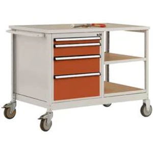 Přenosný dílenský stůl model 1 s světle šedou krycí deskou Melaminu 22 mm, š x h x v 1135 x 590 x 802 mm Manuflex TP1007.2001 TP1007.2001