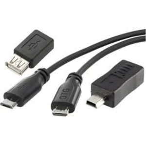 Kabel microUSB OTG Mirror 0,15 cm + adaptér microUSB ⇔ miniUSB, microUSB ⇔ USB