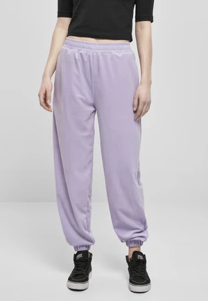 Women's balloon velvet trousers with a high waist lavender