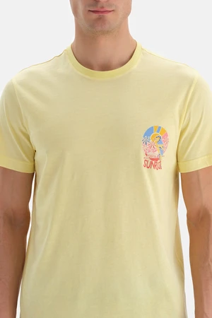Dagi Light Yellow Printed O-Neck T-Shirt