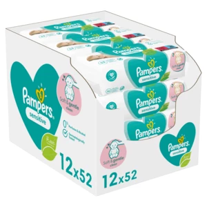 Pampers Sensitive Vlhčené ubrousky 12 x 52 ks