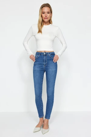 Trendyol Dark Blue One-Size High Waist Skinny Jeans