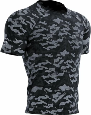 Compressport Training SS Tshirt M Camo Premium Negru Camuflaj L Tricou cu mânecă scurtă pentru alergare