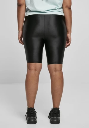 Women's Shiny Metallic High-Waisted Cycling Shorts Black