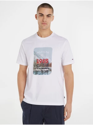 Bílé pánské tričko Tommy Hilfiger Landscape - Pánské