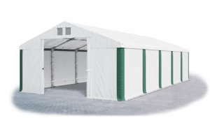 Skladový stan 5x10x2,5m střecha PVC 560g/m2 boky PVC 500g/m2 konstrukce ZIMA PLUS Bílá Bílá Zelená,Skladový stan 5x10x2,5m střecha PVC 560g/m2 boky PV