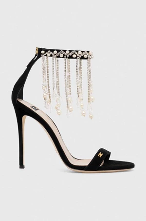 Semišové sandály Elisabetta Franchi černá barva, SA04L37E2