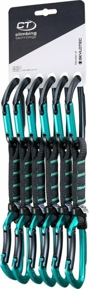 Climbing Technology Lime Set NY Pro Quickdraw Anthracite/Aquamarine Solid Straight/Solid Bent Gate 12.0 Mosquetón de escalada