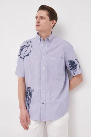 Bavlnená košeľa Tommy Hilfiger pánska, voľný strih, s golierom button-down