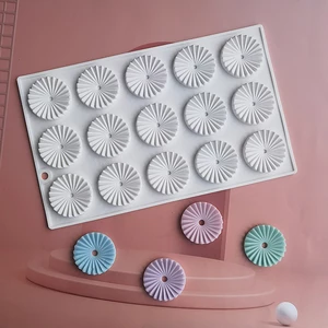 1Pc 15 Cavity Circular Silicone Mold Gear Shape Chocolate Decorative Mold DIY Cake Mousse Mold Baking Decorating Accessories