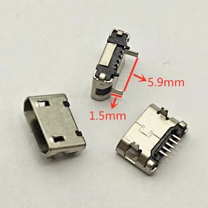 100pc Micro USB Connector 5pin DIP2 Long leg 1.5mm No side Flat mouth Short needle for Mobile phone Tail Data plug Charging port