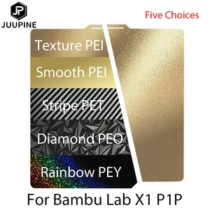For Bambu Lab P1P Build Plate X1 X1C Pei Texture 257x257 PEY Peo Sheet Smooth Magnetic Spring Steel For Bambu Lab Carbon Plate