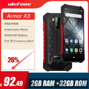 Ulefone Armor X3 ip68 Rugged Waterproof Smartphone Android 9.0 Telephone Superbattery Cell Phone 5.5 inch HD+2GB 32GB Phone