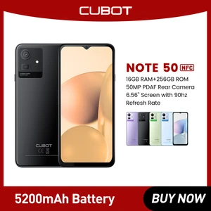 Cubot NOTE 50, Smartphone 16GB RAM(8GB+8GB Extended), 256GB ROM, 6.56" 90Hz Screen, Octa-Core, NFC, 50MP Camera, 5200mAh