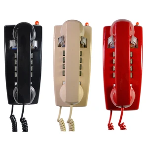 Vintage Wall Mounted Corded Phone with Indicator Home Office Hotel Retro Push Button Landline Telephone Decoration Red