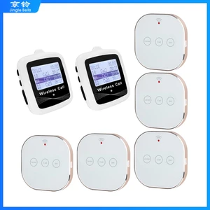 Wireless Restaurant Pager Hookah Call Waiter 5 USB Touch Pad Button+2 Watches Receiver For Bar Cafe Office