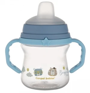 Nevylévací hrníček Canpol Babies s měkkým náustkem - Bonjour, modrý, 150 ml