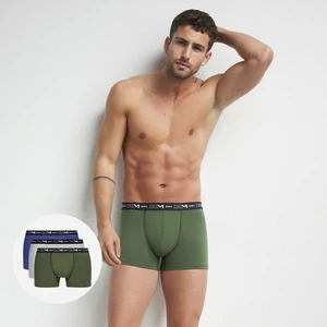 DIM COTTON STRETCH BOXER 3x - Pánske boxerky 3 ks - sivá - modrá - zelená