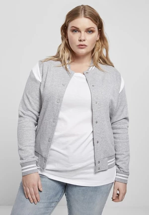 Women's Organic College Sweat Jacket Sweatshirt Grey/White