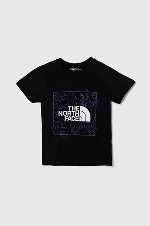 Detské bavlnené tričko The North Face NEW GRAPHIC TEE čierna farba, s potlačou