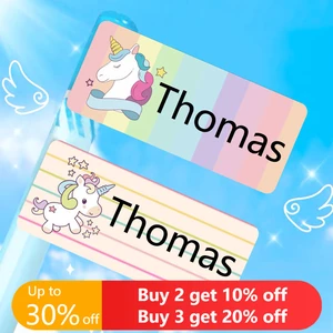 28*13mm Name Sticker Customize Waterproof Stickers Personalized Labels Kids School Stationery Fruit Animal Dinosaur Unicorn Tag