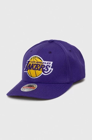 Šiltovka s prímesou vlny Mitchell&Ness Los Angeles Lakers fialová farba, s nášivkou