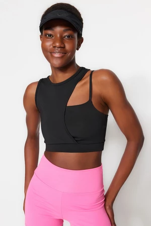 Trendyol Knitted Sports Bra with Black Mid Support/Styling Rope Strap