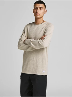 Krémový pánský basic svetr Jack & Jones Ehill - Pánské