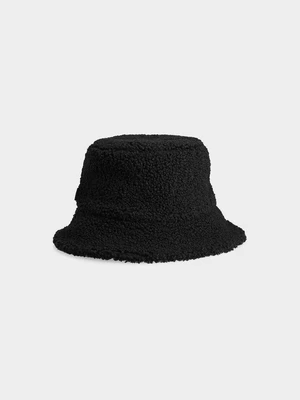 Dámský plyšový klobouk bucket hat - černý