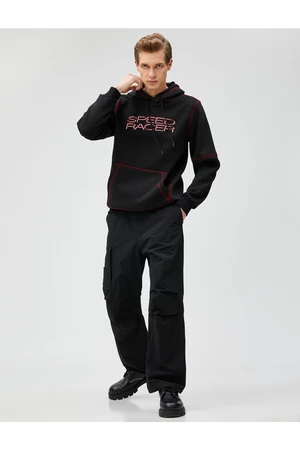 Koton Hooded Sweatshirt Racing Theme with Stitching Detailed and Pockets.