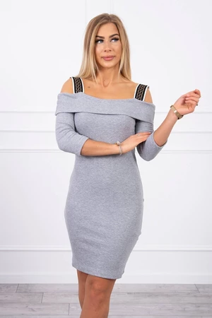 Dress with wide shoulder straps gray